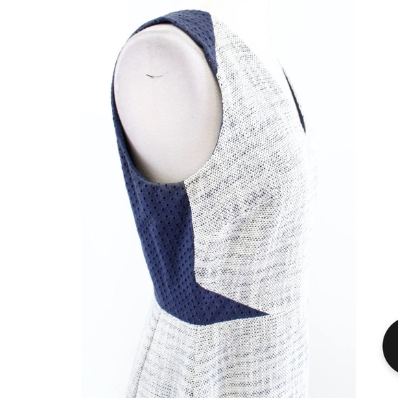 J. Crew Sheath Dress V-Neck Midi, Navy Blue and Gray - Picture 3 of 11